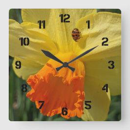 Ladybug auf gelber affodischer Ebene Große Wanduhr