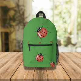 Ladybug auf grün bedruckter rucksack