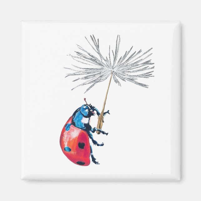 Ladybug auf Löwenzahn Magnet (Vorne)