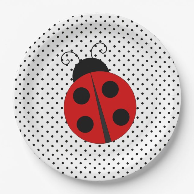 Ladybug auf Polka Dots Design Paper Teller (Vorderseite)