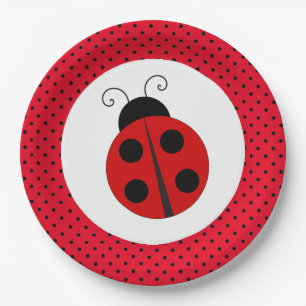 Ladybug auf Polka Dots Design Paper Teller