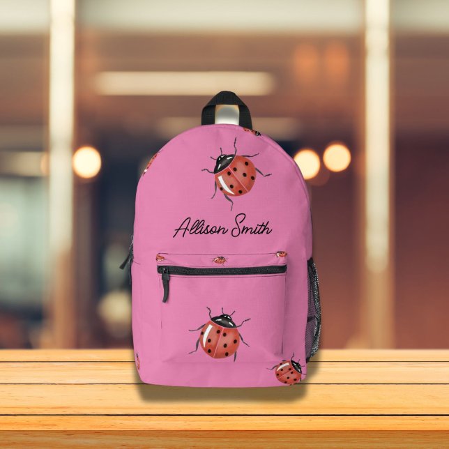 Ladybug auf rosa personalisierter Rucksack (Von Creator hochgeladen)
