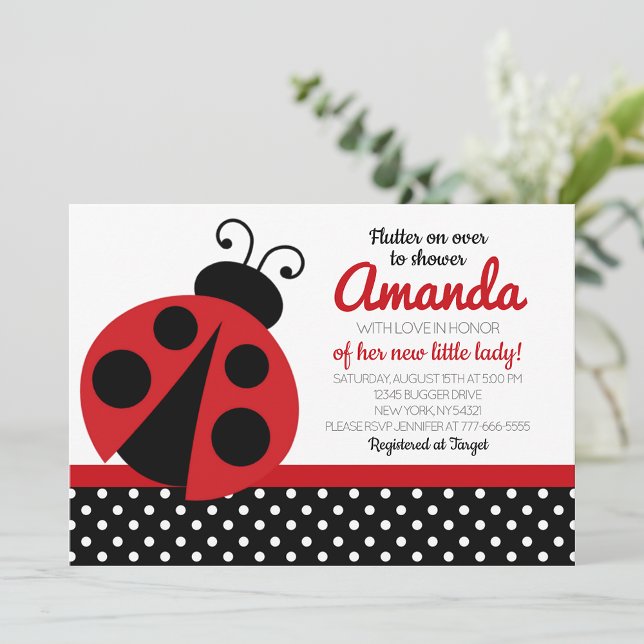Ladybug Baby Dusche Party Einladungen (Ladybug Baby Shower Invitation. Printed with Envelopes or Digital Download Available)