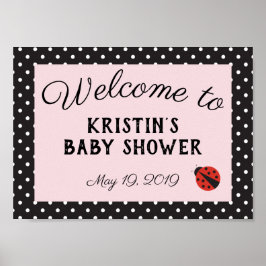 Ladybug Baby Dusche rosa Willkommensschild Poster
