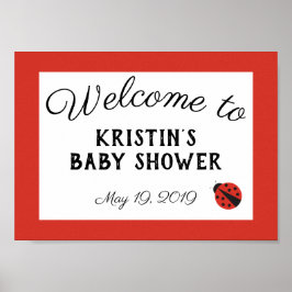 Ladybug Baby Dusche rotes Begrüßungsschild Poster