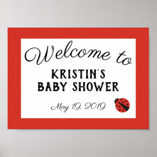 Ladybug Baby Dusche rotes Begrüßungsschild Poster