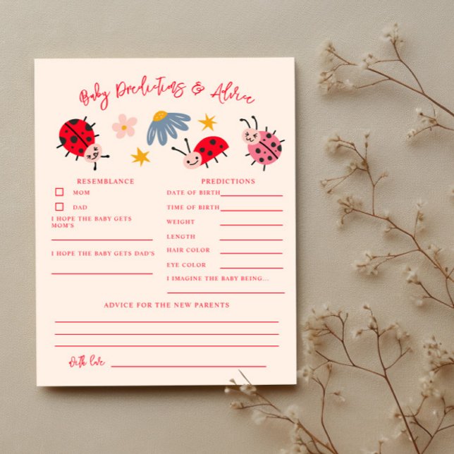 Ladybug Baby Shower Baby Predictions & Advice Card (Von Creator hochgeladen)