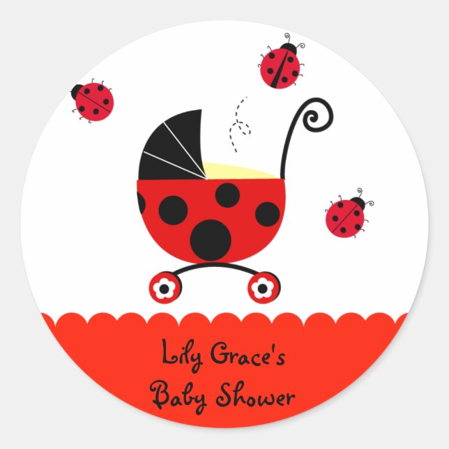 Ladybug Baby Shower bevorzugt Stickers Labels (Vorderseite)