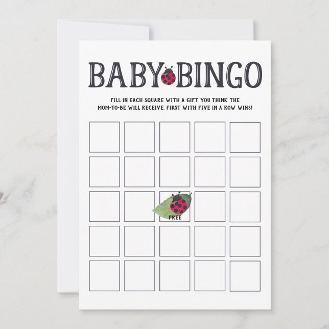Ladybug Baby Shower Bingo Card Einladung (Vorderseite)