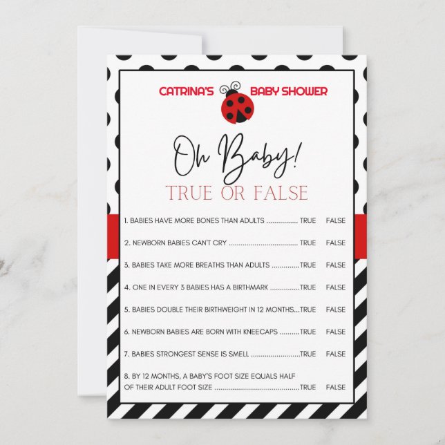 Ladybug Babydusche - bestellbarer Name, 12x18 Einladung (Vorderseite)