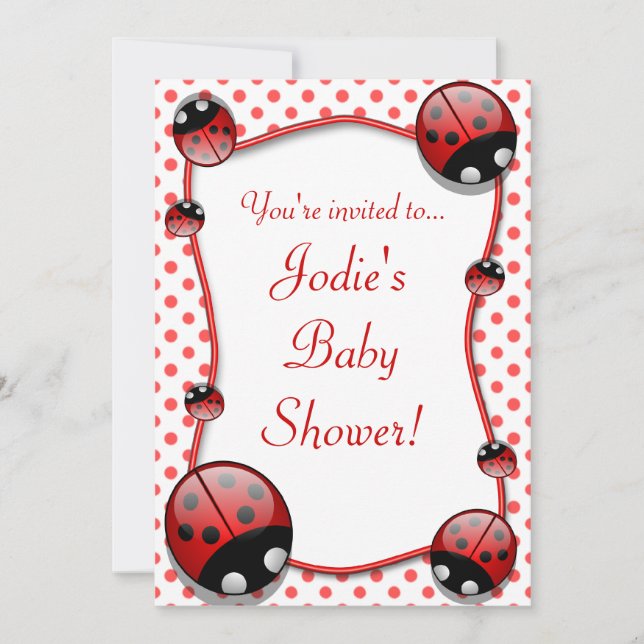 Ladybug Babydusche Einladung (Vorderseite)