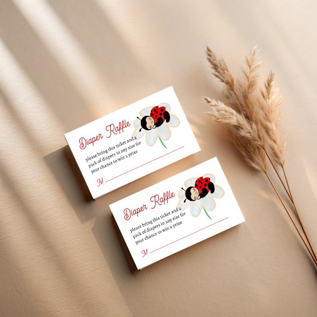 Ladybug Babydusche-Windelpreisraffinerie Begleitkarte (Ladybug baby shower diaper raffle enclosure card cute ladybug sleeping on a daisy raffle tickets)