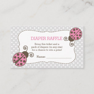 Ladybug Babydusche Windelwanne Raffle Ticket Rosa  Begleitkarte
