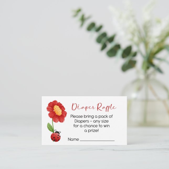 Ladybug Babyduschkarte, Windelraffinerie Begleitkarte (Stehend Vorderseite)