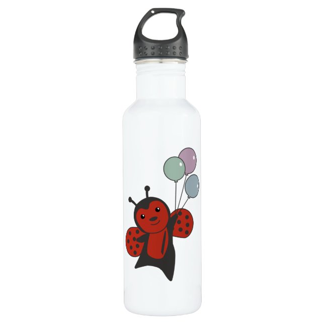 Ladybug Balloons fliegt Niedliche Tiere für Kinder Edelstahlflasche (Vorderseite)