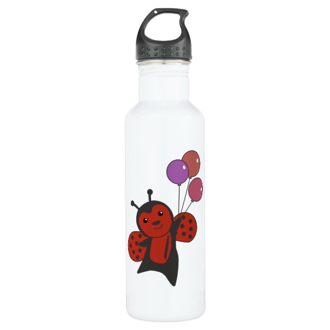 Ladybug Balloons fliegt Niedliche Tiere für Kinder Edelstahlflasche (Vorderseite)