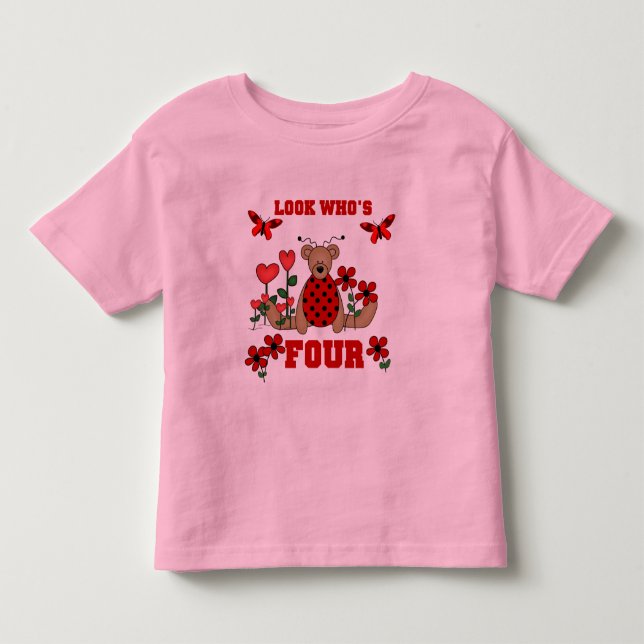Ladybug Bear 4. Geburtstag Shirts und Geschenke (Vorderseite)