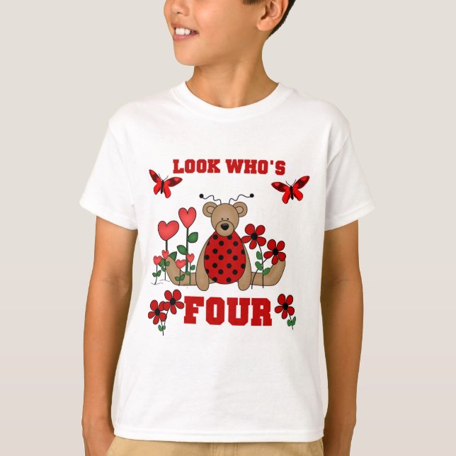Ladybug Bear 4. Geburtstag Shirts und Geschenke (Vorderseite)