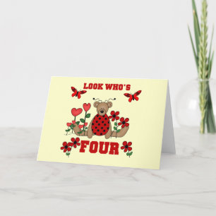 Ladybug Bear 4. Geburtstag Shirts und Geschenke Karte