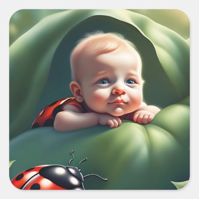 Ladybug Bestie Quadratischer Aufkleber (Vorderseite)