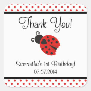 Ladybug Birthday Danke Stickers