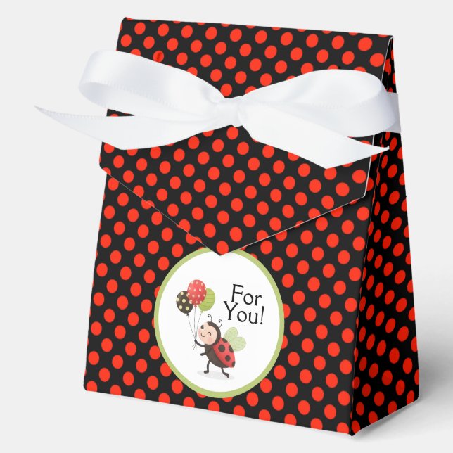 Ladybug Birthday Favor Box - Polka Dot Geschenkschachtel (Vorderseite)