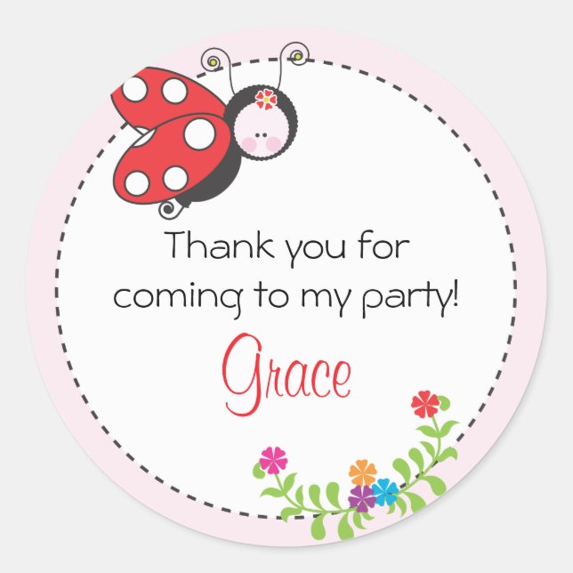 Ladybug Birthday Favor Sticker (Vorderseite)