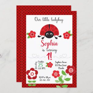 Ladybug Birthday Invitation, Ladybug Invitation, Einladung