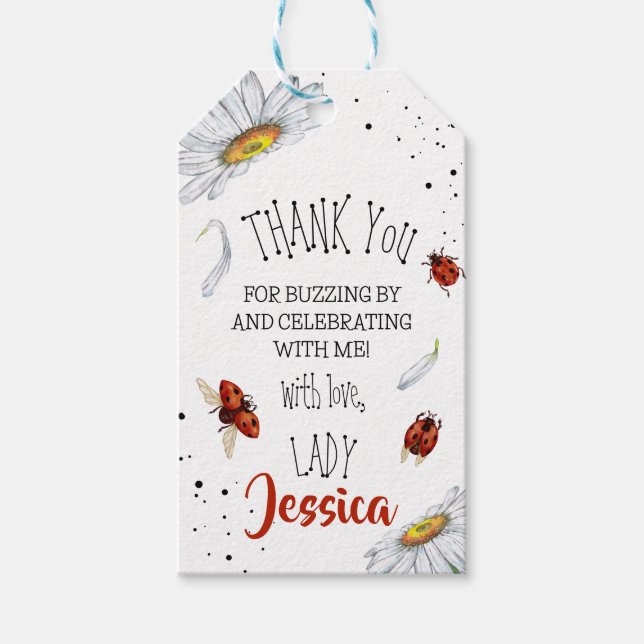 Ladybug Birthday Party danke Geschenkanhänger (Vorderseite)