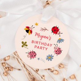 Ladybug Birthday Party Floral Geschenkanhänger