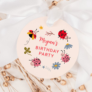 Ladybug Birthday Party Floral Geschenkanhänger