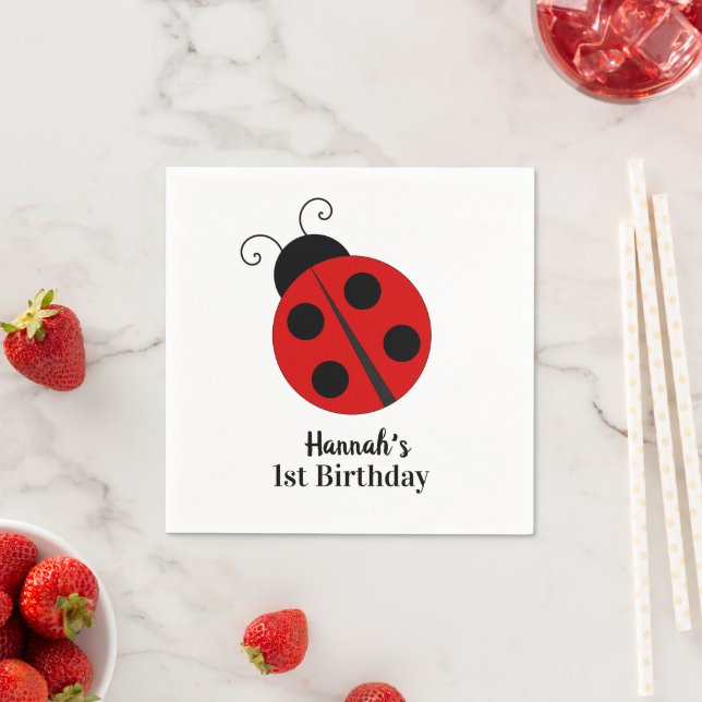 Ladybug Birthday Personalisiert Serviette (Beispiel)