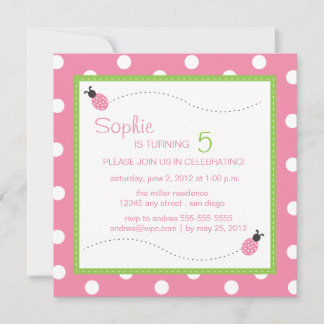 Ladybug Birthday Square Einladung