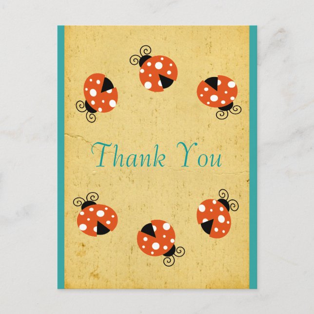 Ladybug Birthday Vielen Dank Postkarte (Vorderseite)