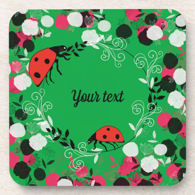 Ladybug-Blume Getränkeuntersetzer (Vorderseite)