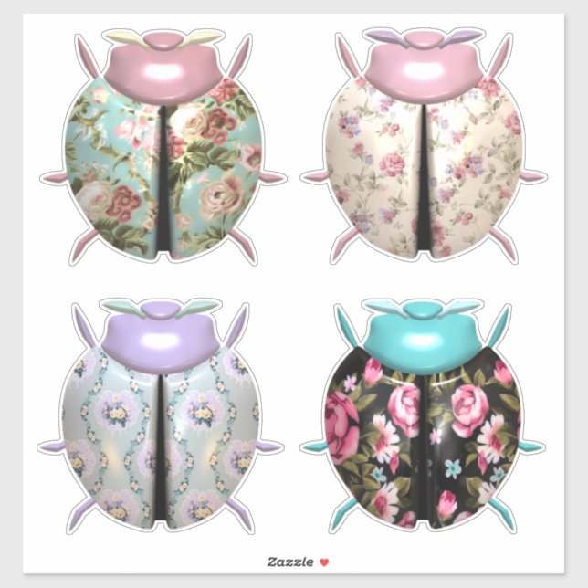 Ladybug Blumenmuster niedlich Aufkleber (Blatt)