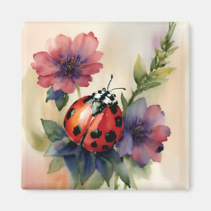 Ladybug Botanische Blumenkunst Magnet
