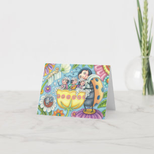 Ladybug Bubblebath LADYBUG FAMILY BLANK NOTE CARD Karte