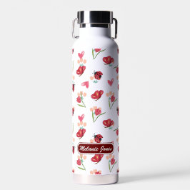 Ladybug, Butterfly und Tulip Herzmuster Trinkflasche