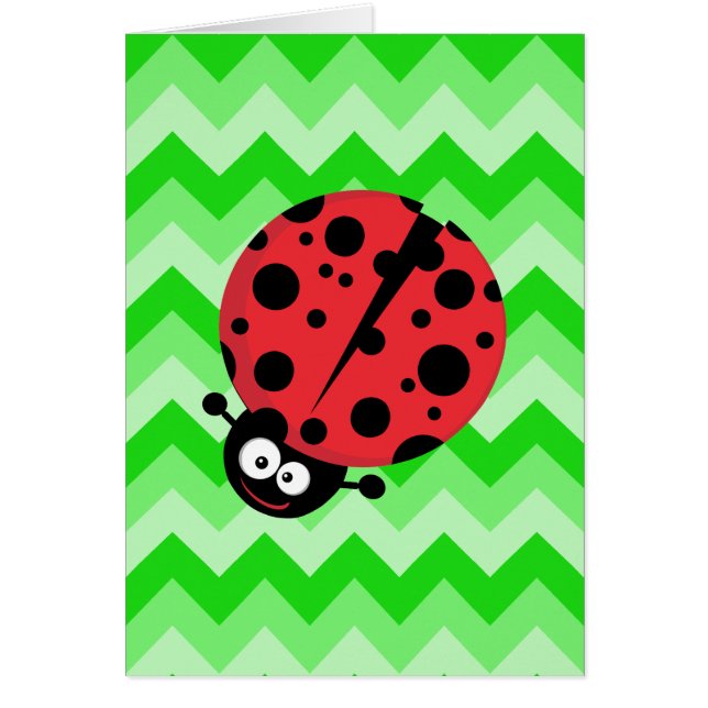 Ladybug Cartoon auf Green Zigzag (Vorne)