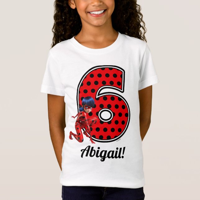 Ladybug & Cat Noir 6. Geburtstag T-Shirt (Vorderseite)