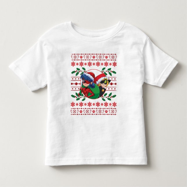 Ladybug & Cat Noir | Holiday Graphic Kleinkind T-shirt (Vorderseite)