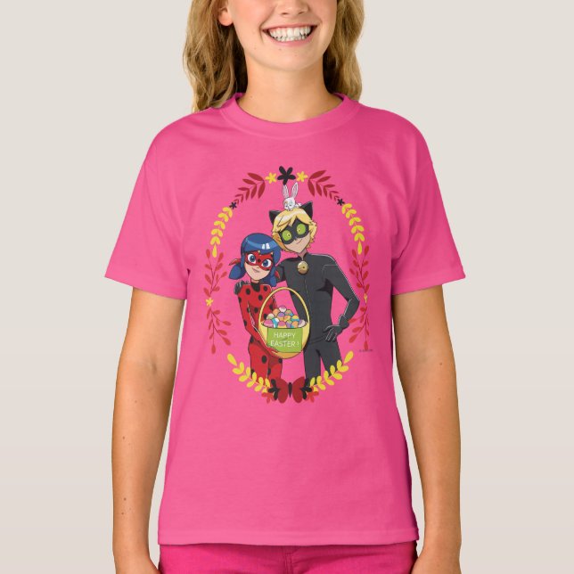 Ladybug & Cat Noir Osterkörbe T-Shirt (Vorderseite)