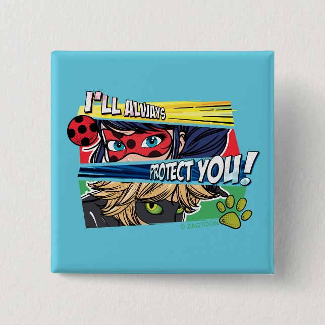 Ladybug & Cat Noir schützen Sie immer Button (Vorderseite)