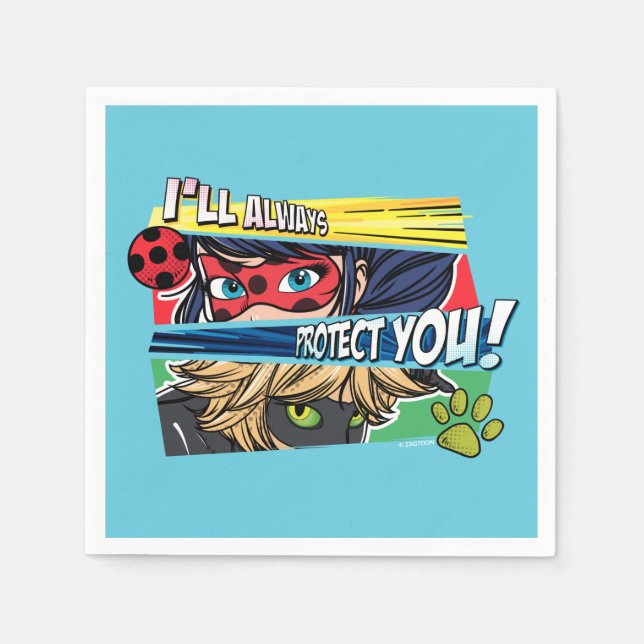 Ladybug & Cat Noir schützen Sie immer Serviette (Vorderseite)