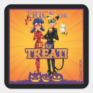 Ladybug & Cat Noir Trick oder Treat! Quadratischer Aufkleber