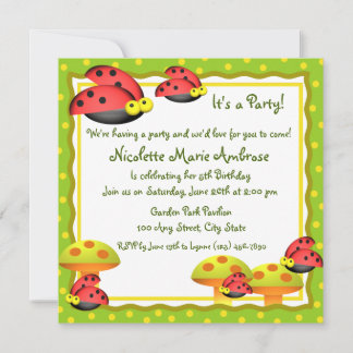 Ladybug Charm/ Birthday Invite Einladung