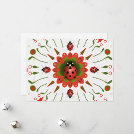Ladybug Christmas Red Green White Feiertagskarte