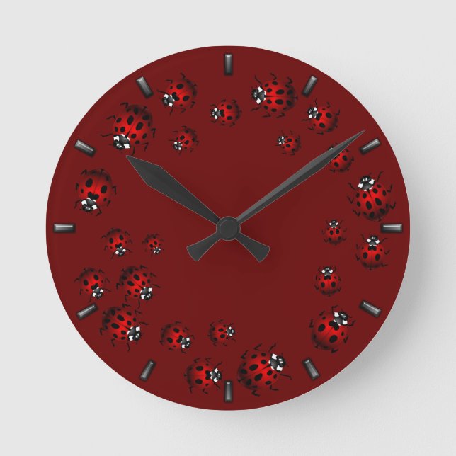 Ladybug Clock Niedlich Ladybug Ladybird Bug Wall C Runde Wanduhr (Vorderseite)