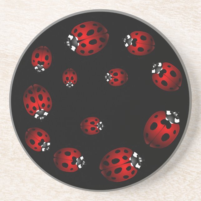 Ladybug Coasters Garden Bugs Coasters Decor Sandstein Untersetzer (Vorne)